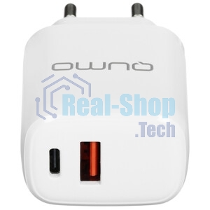 Сетевое зарядное устройство Qumo Energy PD 35Вт, (модель 0117), порты: USB-A QC3.0 + USB Type-C PD, белый