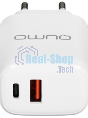 Сетевое зарядное устройство Qumo Energy PD 35Вт, (модель 0117), порты: USB-A QC3.0 + USB Type-C PD, белый