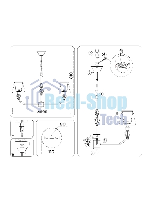Люстра Ambrella light LH75061/5 CH/DB хром/темно синий E14/5 max 40W D690*810