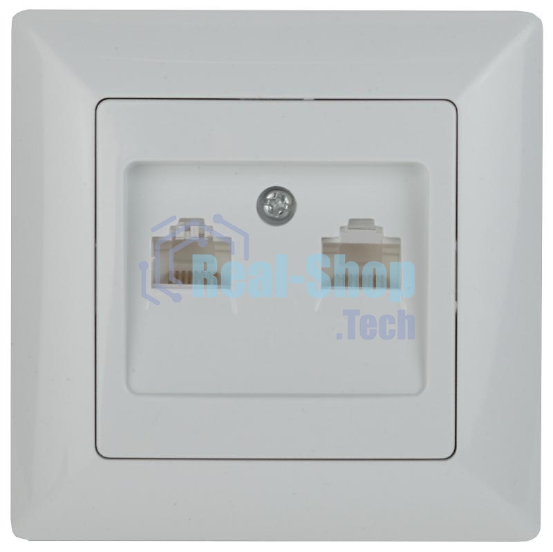 Розетка Intro информационная 2xRJ45, СУ, Solo, белый (10/200/2400) 4-304-01