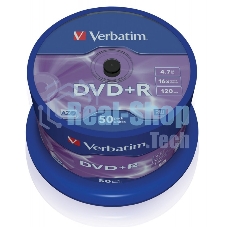 Диск DVD+R Verbatim 4.7Gb 16x Cake Box (50шт) (43550)