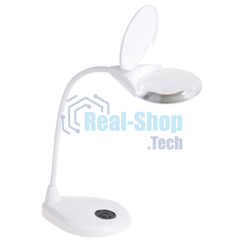 Лупа настольная 3D Rexant с подсветкой 3 LED, сенсорная регулировка яркости, EXPERT, белая