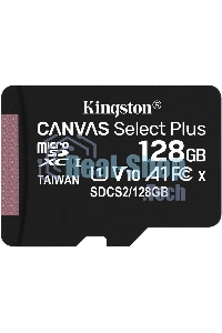 Флеш карта Kingston 128Gb micSDXC Canvas Select Plus 100R A1 C10 Single Pack w/o ADP EAN: 740617299076