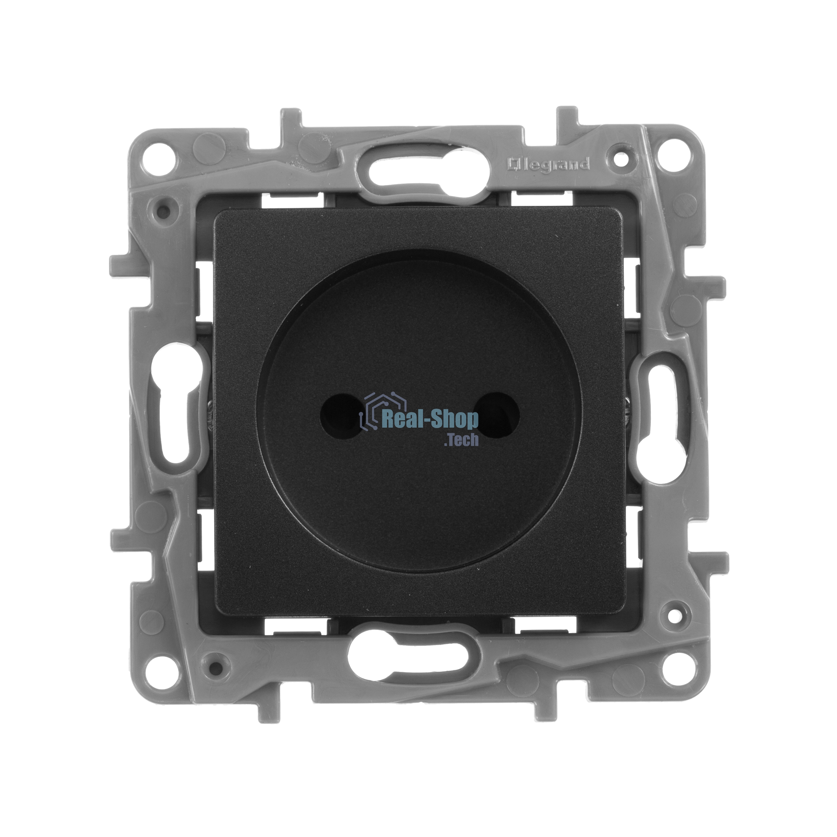 Розетка 2К на винтах, защ. шт., антрацит ETIKA