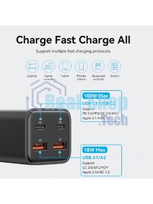 Сетевое зарядное устройство Vention на 4 порта GaN 100W USB (C+C+A+A) черный, шт.