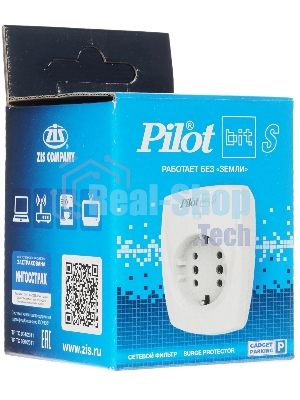 Сетевой фильтр ZIS PILOT BIT S, 1 розетка, 16А/3,5кВт, св.серый