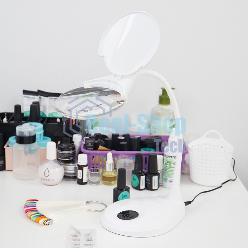 Лупа настольная 3D Rexant с подсветкой 3 LED, сенсорная регулировка яркости, EXPERT, белая