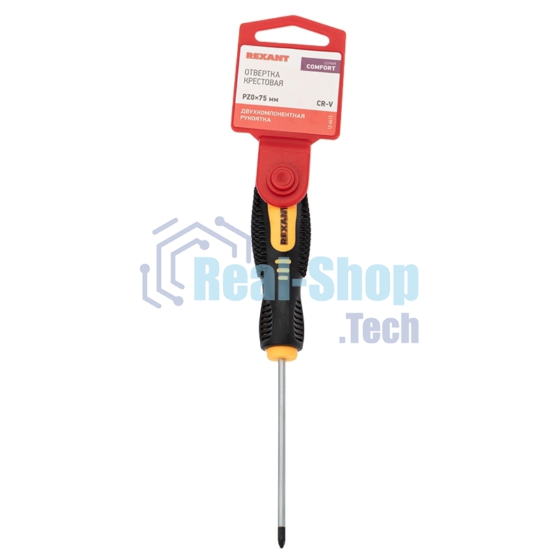 Отвертка крестовая Rexant PZ 0х75 мм, двухкомпонентная рукоятка