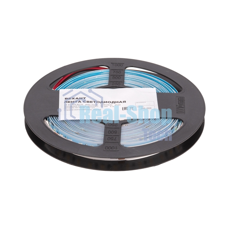 Лента светодиодная Rexant 24В, SMD2835, 9,6Вт/м, 120 LED/м, 6500K, 10мм, 5м,IP20