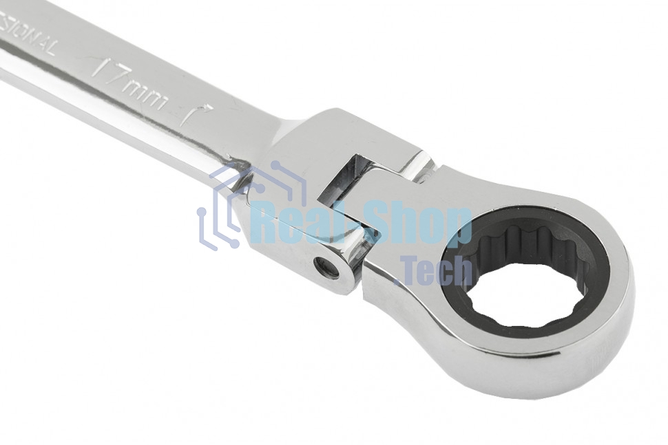 Ключ Matrix комбинированный трещоточный 17мм crv шарнирный зерк.хром