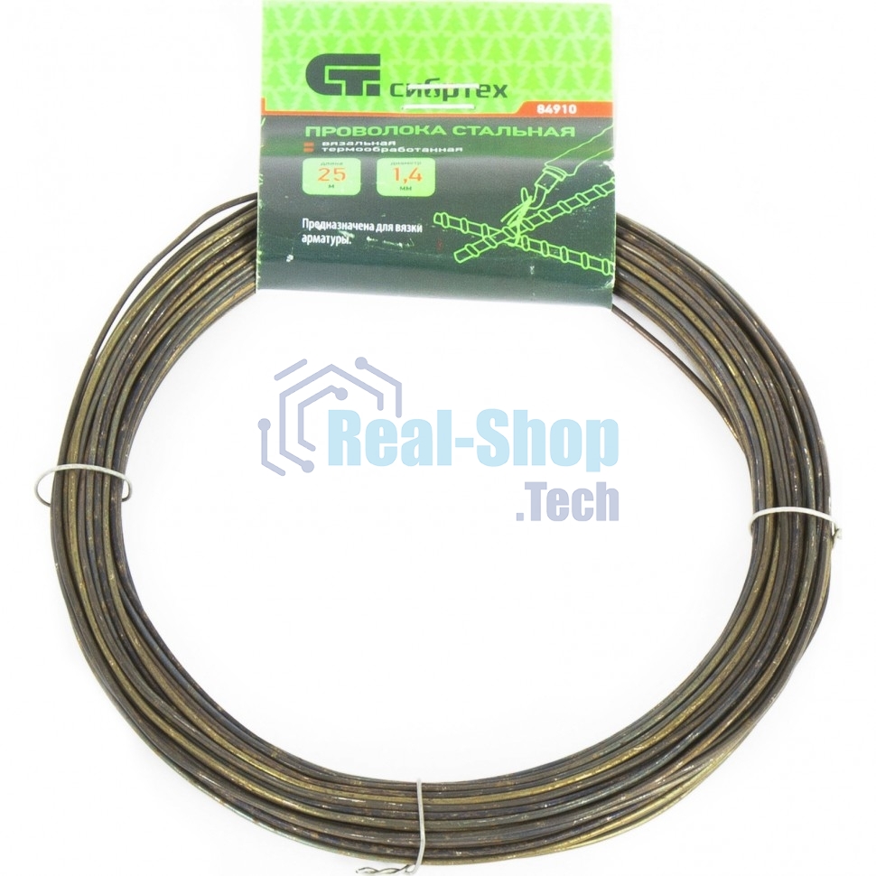 Проволока стальная Сибртех 25 м, вязальная, термообработанная 1,4 мм