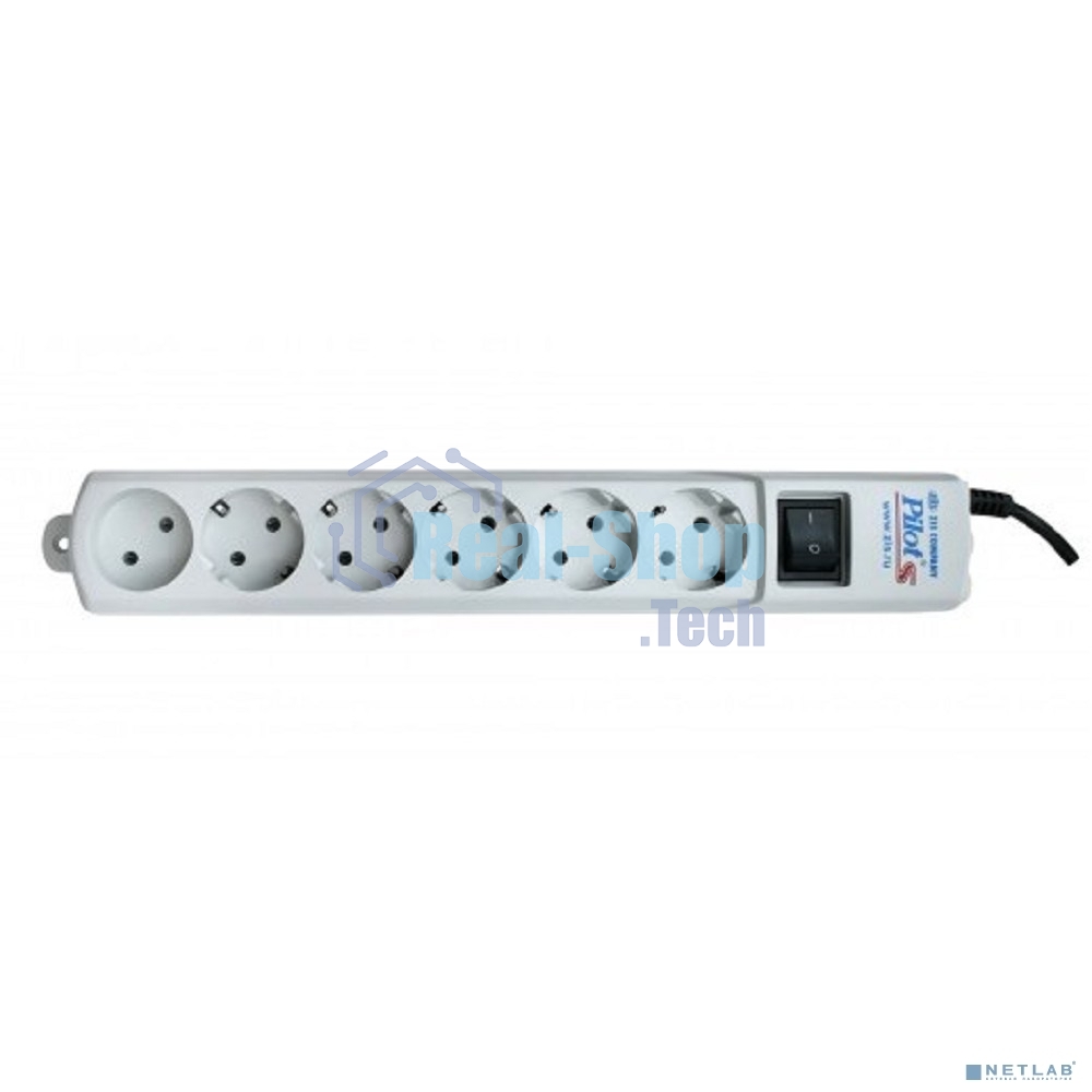 Сетевой фильтр ZIS Pilot S, 6 розеток, 3 м, белый, Pilot S3M