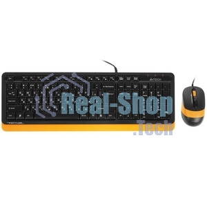 Комплект клавиатура+мышь A4Tech FStyler F1010 проводной, USB, 1600 DPI, чёрный/оранжевый