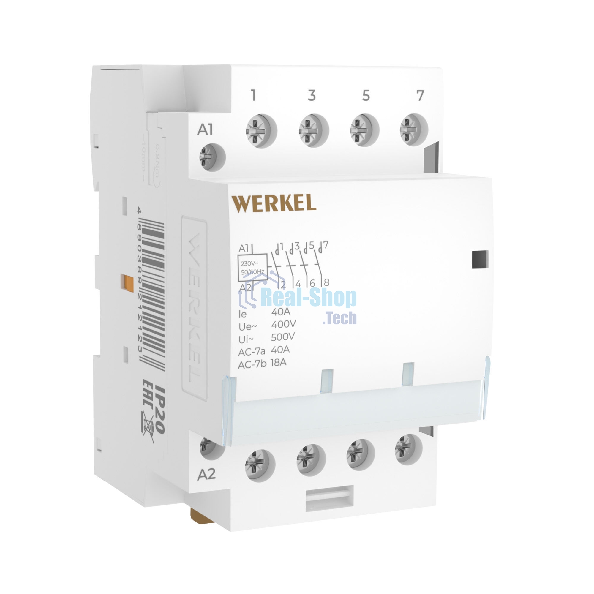 Контактор модульный WERKEL 40 A 4NO (3 мод.) W943M40O
