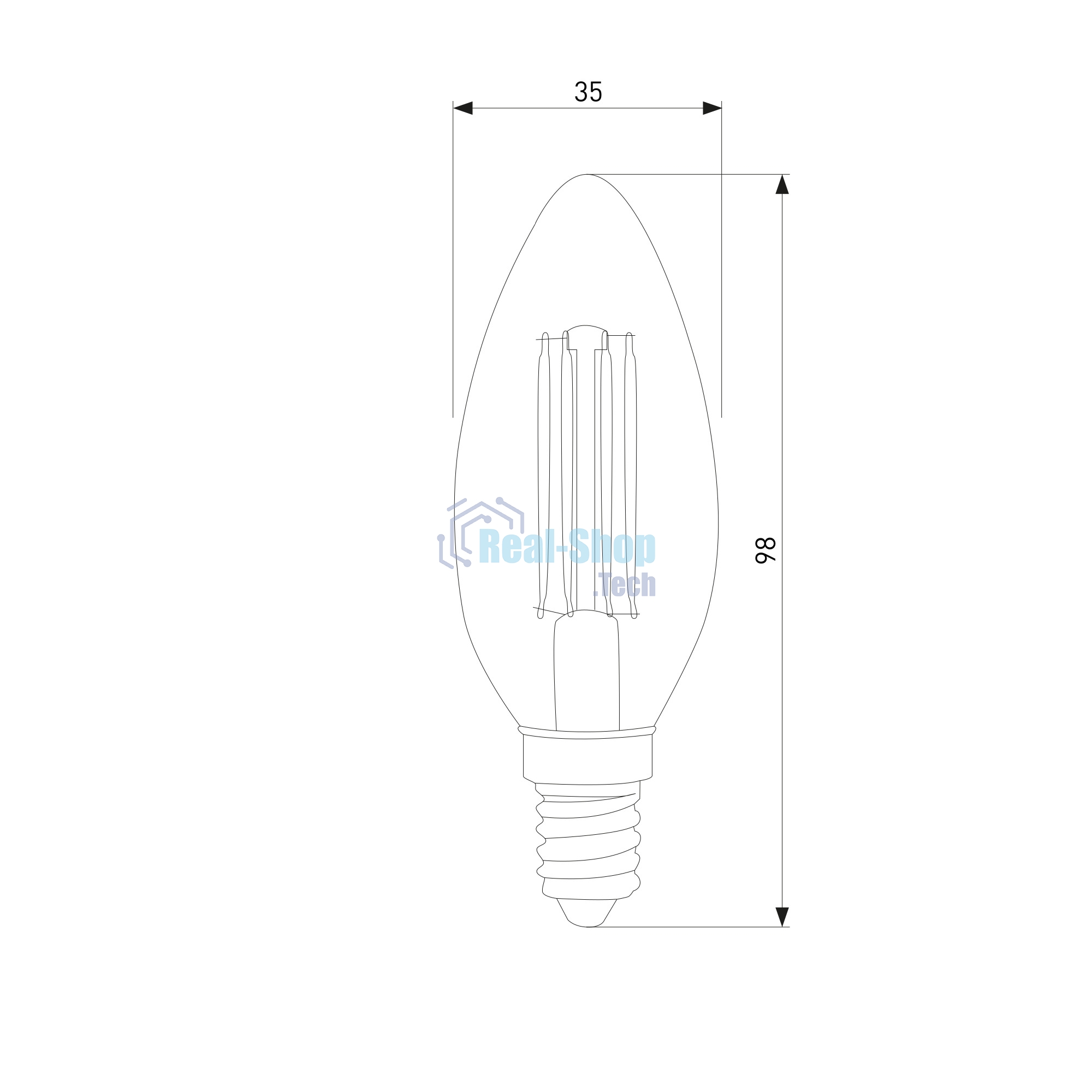 BLE1440/ Светодиодная лампа Свеча 9W 6500K E14 (CW35 прозрачный)
