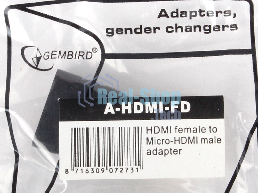 Переходник Gembird Переходник HDMI-microHDMI 19F/19M, золотые разъемы, пакет