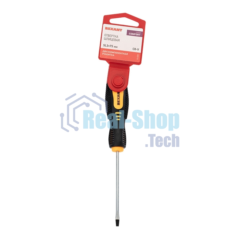 Отвертка шлицевая Rexant SL 3х75 мм, двухкомпонентная рукоятка