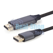 Кабель DisplayPort->HDMI Cablexpert CC-DP-HDMI-4K-6, 4K, 1.8м, 20M/19M, черный, экран, пакет