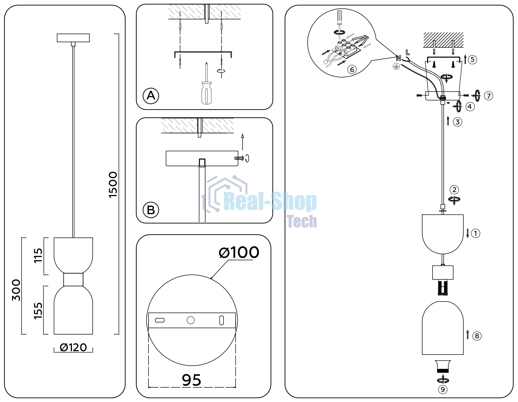 Светильник Ambrella light LH56091 BS/FR латунь/белый матовый E14 max 60W D120*1500
