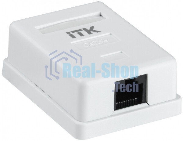 Настенная информационная розетка RJ45 8P8C, кат.5Е, UTP, 1-порт, белая 