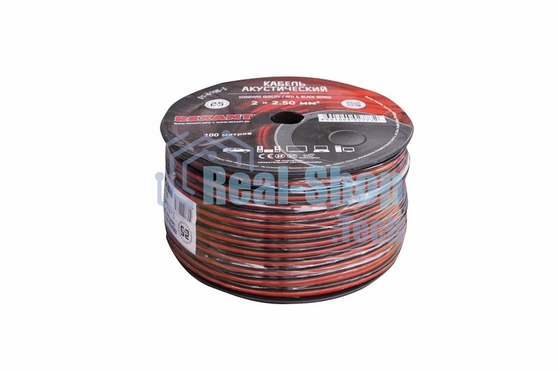 Кабель акустический Rexant 2х2,50 мм², красно-черный, бухта 100 м