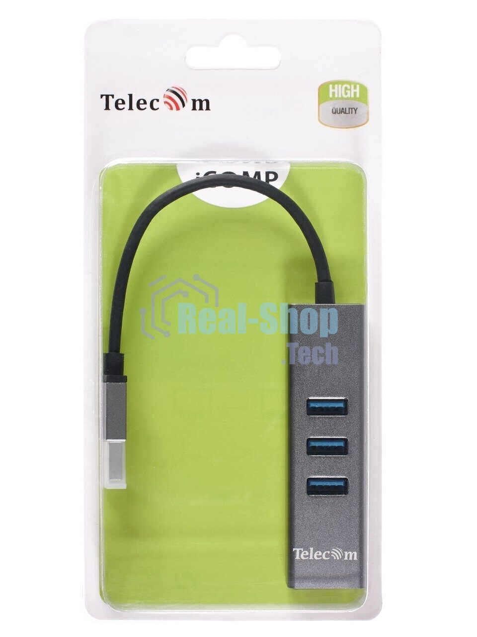 Переходник Telecom USB 3.0 - RJ-45 1000Mbps +3 USB3.0, Aluminum Shell, 0.2м TA311U