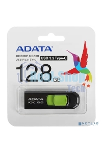Флешка USB ADATA UC300 (ACHO-UC300-128G-RBK/GN), 128Gb, Type-C USB 3.2, R/W 100/30, черный/зеленый