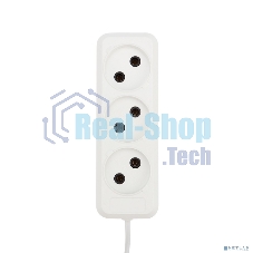 Удлинитель Rexant 3 гнезда, 3 м, 2х0.75 мм², б/з, белый (Сделано в России)