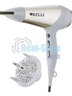 Фен Kelli KL-1125 белый/золотистый, 2400 Вт