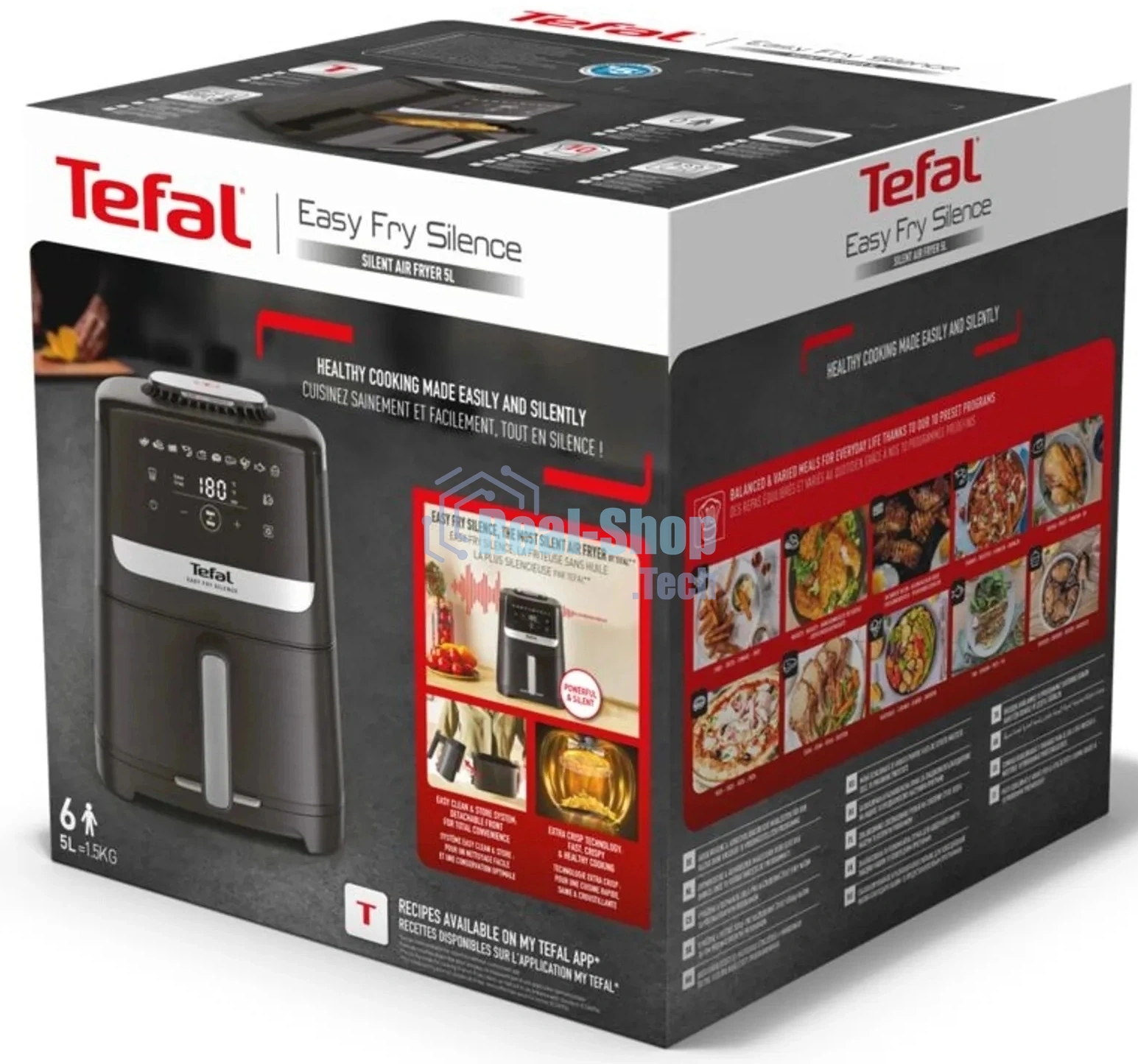Аэрогриль Tefal EY5528E0 черный, 1670 Вт, 5 л, сенсор, 10 программ