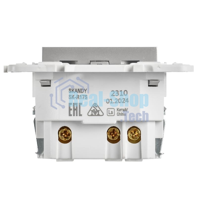 SKANDY Розетка с заземлением с защитными шторками 16А с USB C 18Вт SK-R17S серебряный  | SK-R14-16-U14-018-K23 | IEK