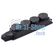 Розетка (колодка) 4-м Омега РБ34-1-0м с защ. крышкой IP44 каучук ИЭК PKR64-016-2-K02