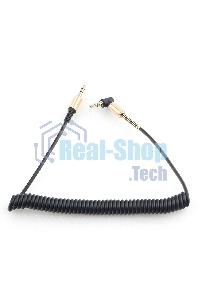 Кабель Cablexpert аудио 90˚ спиральный CCAB-02-35MMLC-1.8MB. 3.5 Jack (M)/3.5 Jack (M), черный, 1.8м, блистер