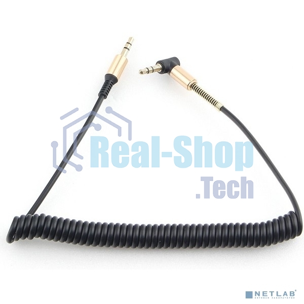 Кабель Cablexpert аудио 90˚ спиральный CCAB-02-35MMLC-1.8MB. 3.5 Jack (M)/3.5 Jack (M), черный, 1.8м, блистер