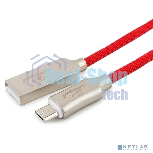 Кабель USB2.0 Cablexpert CC-P-mUSB02R-1M, AM/microB, серия Platinum, длина 1м, красный, блистер