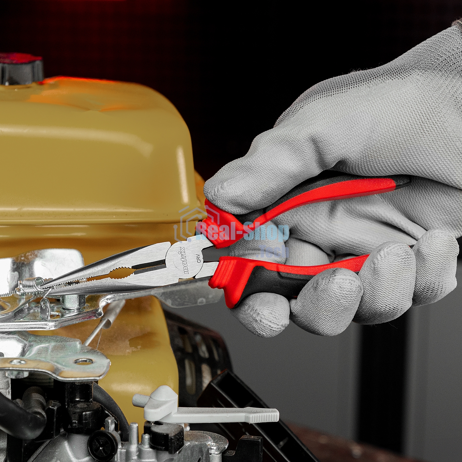 Длинногубцы прямые Matrix, 160 мм, хром-ванадий, двухкомпонентные рукоятки