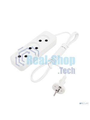 Удлинитель Rexant 3 гнезда, 3 м, 2х0.75 мм², б/з, белый (Сделано в России)