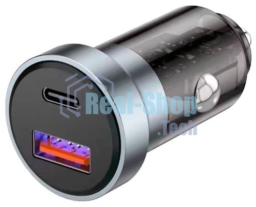Автомобильное зарядное устройство c двумя портами Rexant (USB-C + USB-A) c LED-подсветкой, 68Вт