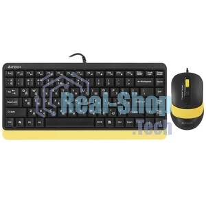Комплект клавиатура+мышь A4Tech FStyler F1110 проводной, USB, 2000 DPI, чёрный/жёлтый