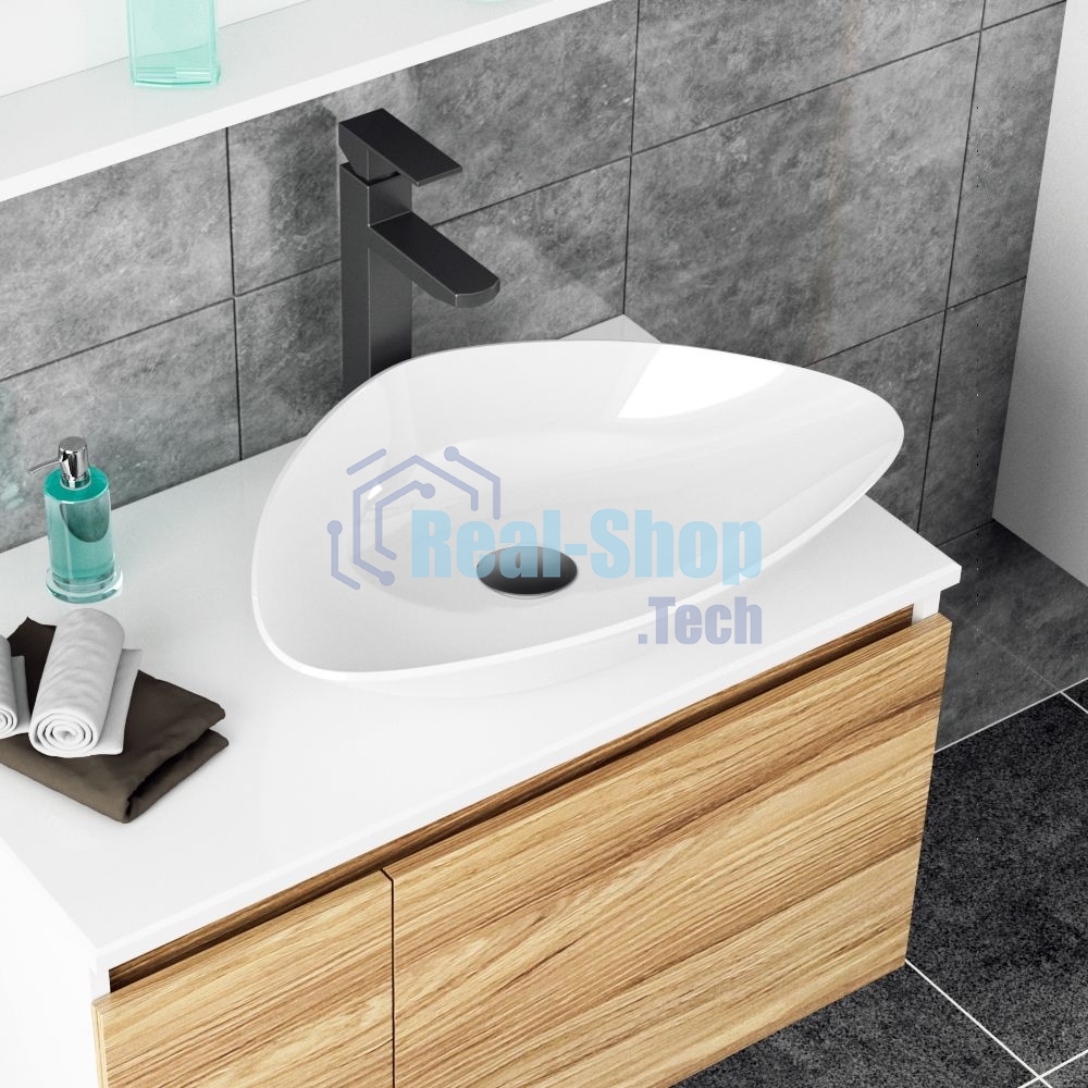Комплект для ванной, 4 предмета (Тумба Bau Dream Blackwood 80, раковина BAU Triangle 59х39, смеситель для раковины высокий Hotel Black, черный, выпуск клик клак, черный)