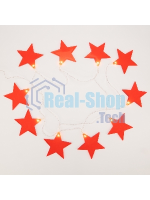Гирлянда светодиодная Neon-night Звездопад красная 10 LED, 2,25 м, прозрачный ПВХ, теплый белый свет свечения, 2 х АА (батарейки не в комплекте)