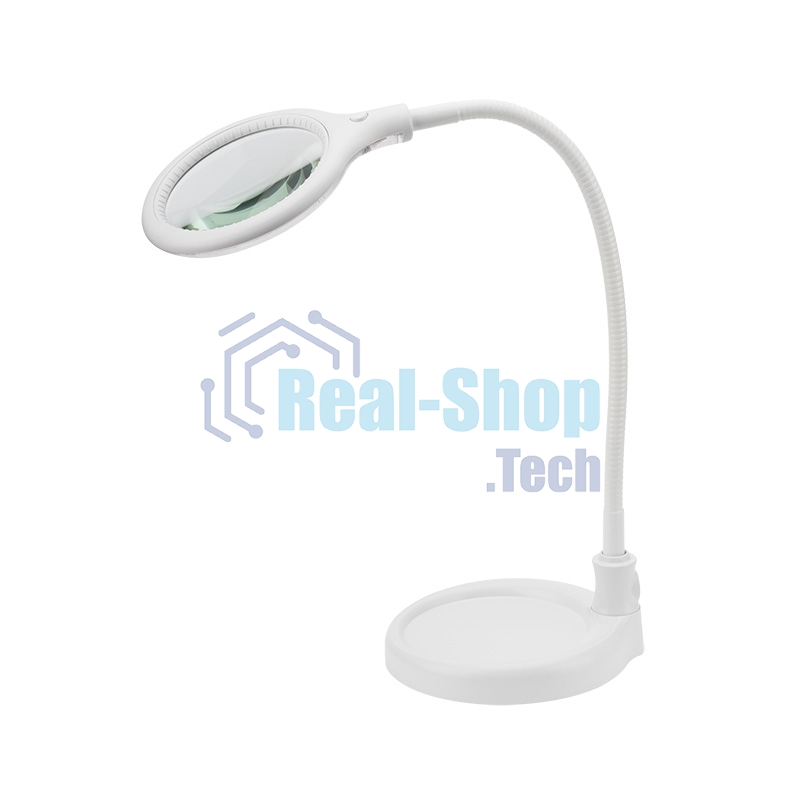 Лупа настольная 3D Rexant с подсветкой 30 LED, подставка+прищепка, белая