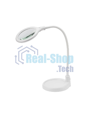 Лупа настольная 3D Rexant с подсветкой 30 LED, подставка+прищепка, белая