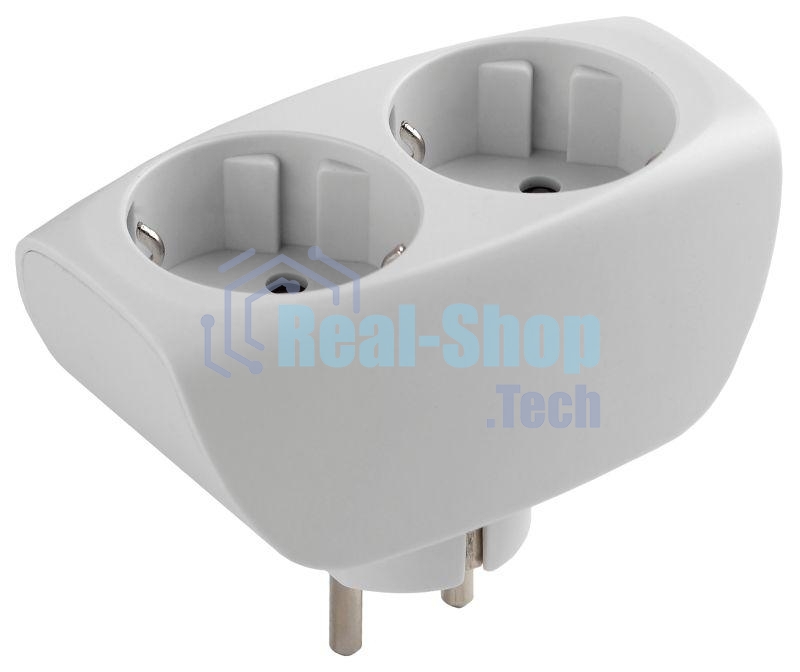 Тройник ЭРА SP-2e-W 2 гнезда, с заземлением, со шторками, белый