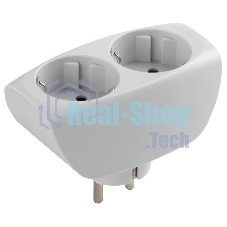 Тройник ЭРА SP-2e-W 2 гнезда, с заземлением, со шторками, белый