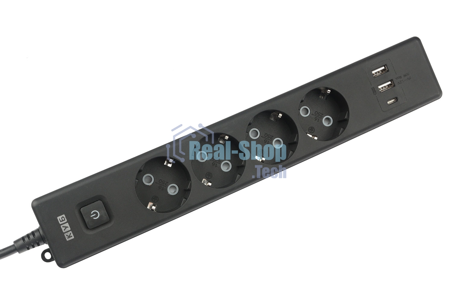 Бытовой удлинитель PowerCube, 4 р с/з вык.,3USB, 3500 Вт, 16А, 1.9 м, 3x1,0 черный PC-7B-2M