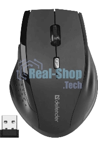 Мышь беспроводная Defender Accura MM-365 черный, 1600 dpi, радиоканал, USB, кнопки - 6