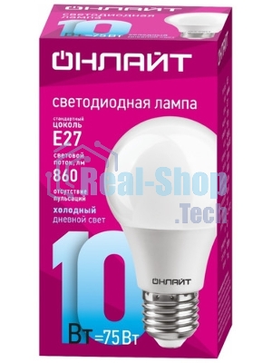 Лампа светодиодная ОНЛАЙТ 61140 OLL-A60-10-230-6.5K-E27 грушевидная