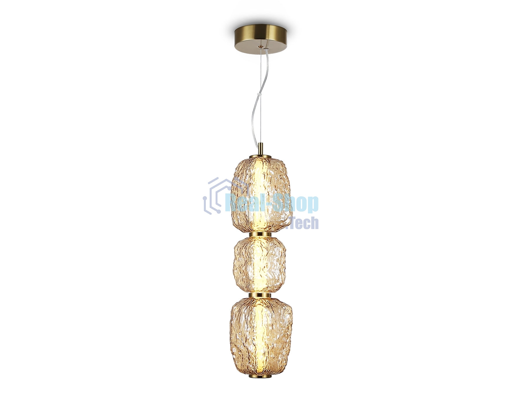 Подвесной светодиодный светильник Ambrella light LH30102 SB/TI бронза/янтарь 23W 3000K 140*140*1760