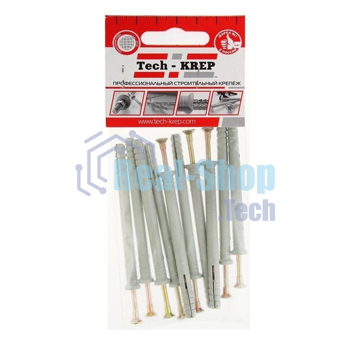 Дюбель-гвоздь 6х80 с потайной манжетой полипропилен (уп.10шт) пакет Tech-Krep 103903